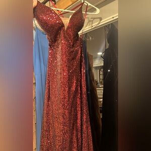 Dark red sequin formal gown - Mardi Gras